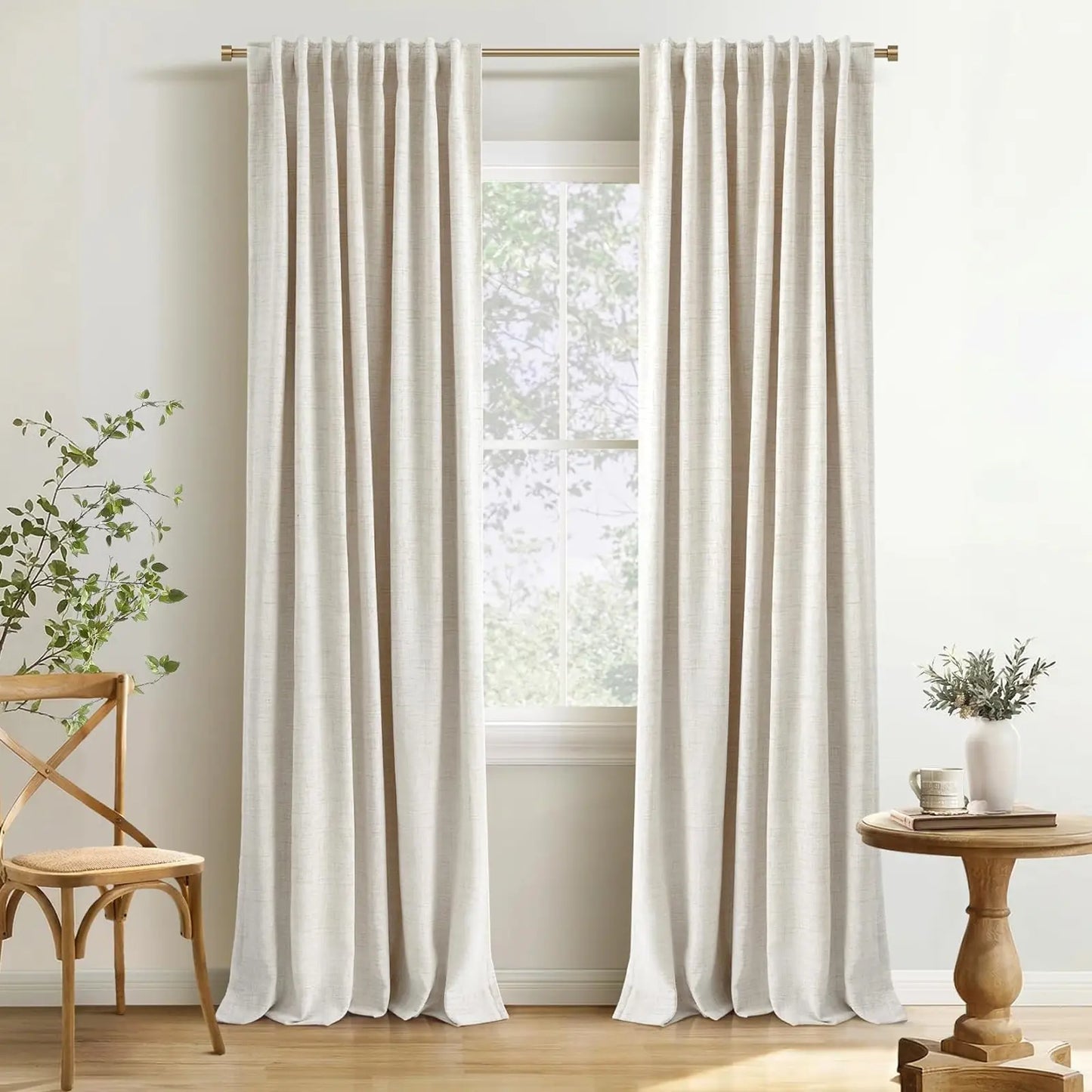 2pcs Blackout Curtains for Living Room Bedroom Linen Blackout Curtains