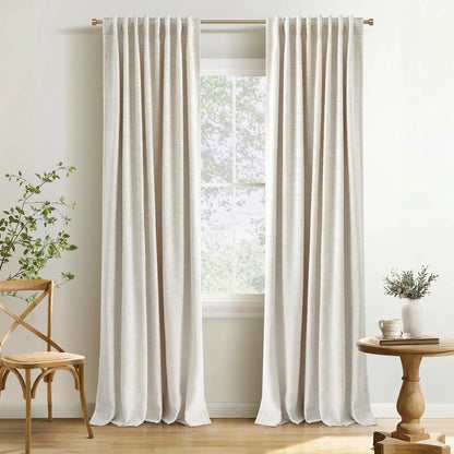 2pcs Blackout Curtains for Living Room Bedroom Linen Blackout Curtains