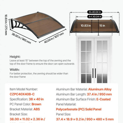 Awnings for Door Entrance,Exterior Front DoorWindow Awnings with Drainage