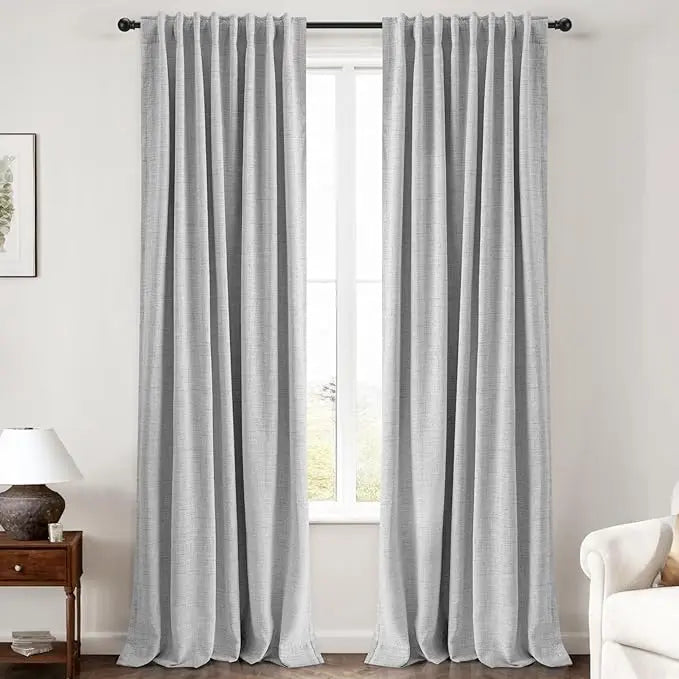 2pcs Blackout Curtains for Living Room Bedroom Linen Blackout Curtains