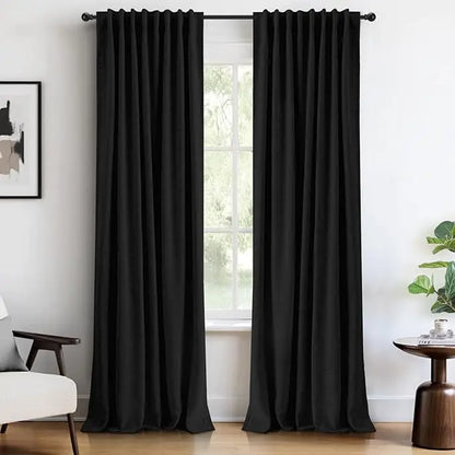 2pcs Blackout Curtains for Living Room Bedroom Linen Blackout Curtains