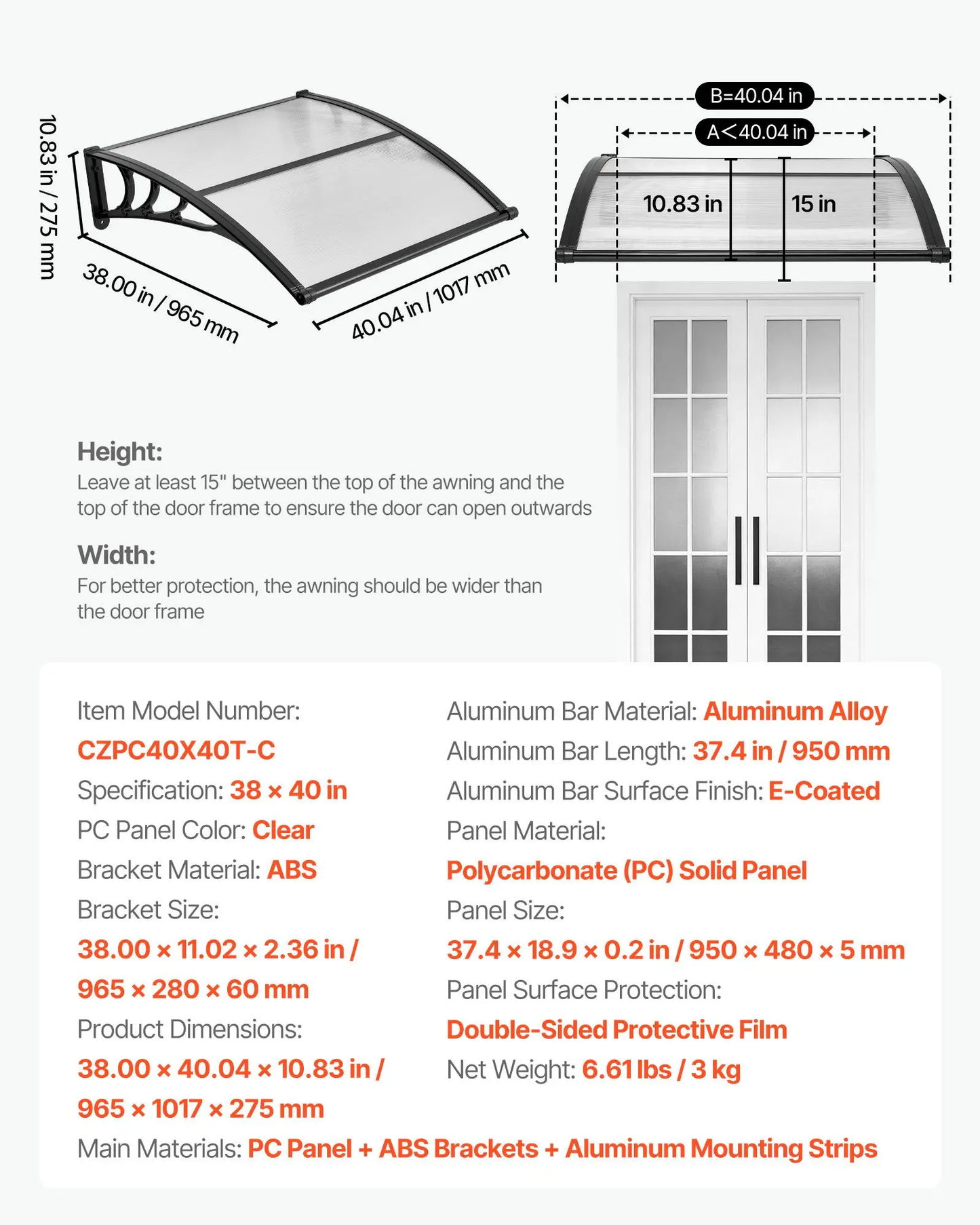 Awnings for Door Entrance,Exterior Front DoorWindow Awnings with Drainage