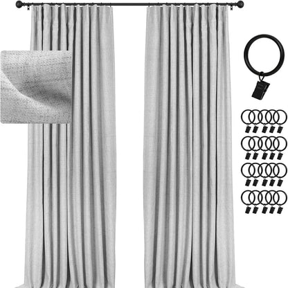 2pcs Blackout Curtains for Living Room Bedroom Linen Blackout Curtains