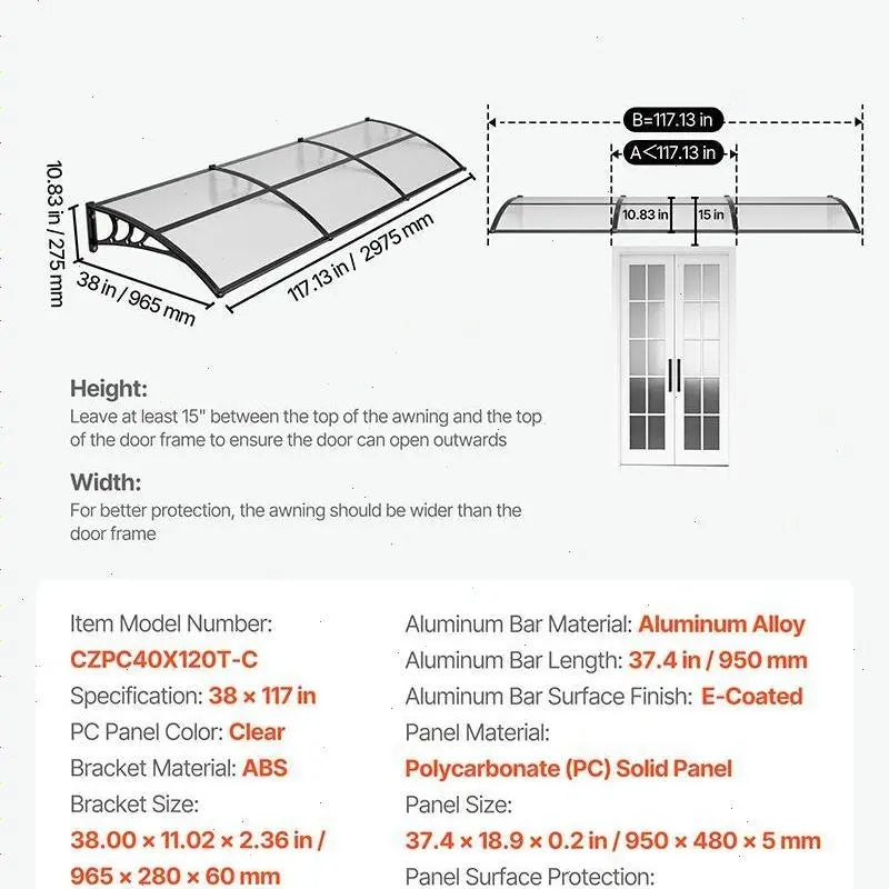 Awnings for Door Entrance,Exterior Front DoorWindow Awnings with Drainage