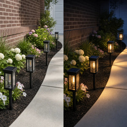 6 Pack Solar Pathway Lights Outdoor, Warm White Waterproof Garden Stake Lights