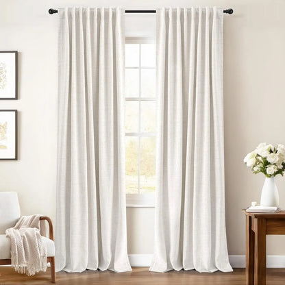 2pcs Blackout Curtains for Living Room Bedroom Linen Blackout Curtains