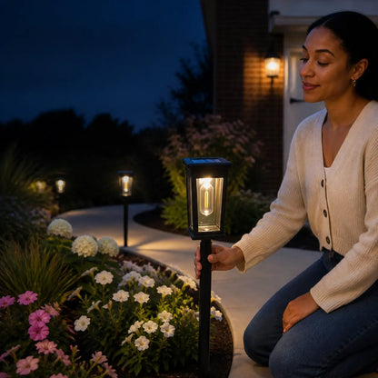 6 Pack Solar Pathway Lights Outdoor, Warm White Waterproof Garden Stake Lights