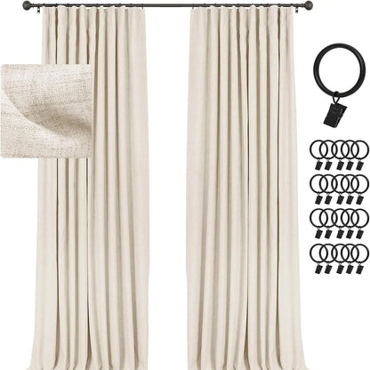 2pcs Blackout Curtains for Living Room Bedroom Linen Blackout Curtains
