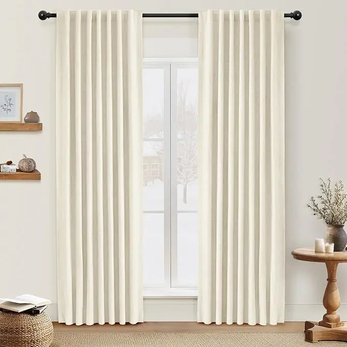 2pcs Blackout Curtains for Living Room Bedroom Linen Blackout Curtains