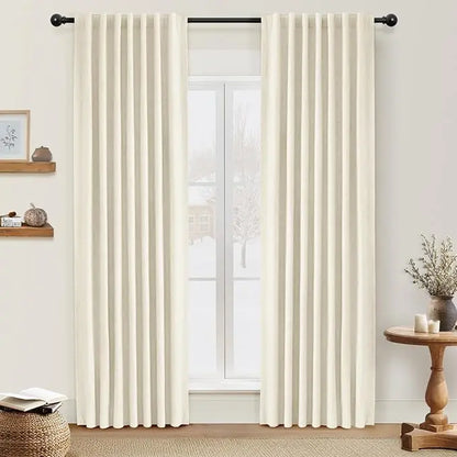 2pcs Blackout Curtains for Living Room Bedroom Linen Blackout Curtains