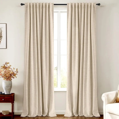 2pcs Blackout Curtains for Living Room Bedroom Linen Blackout Curtains