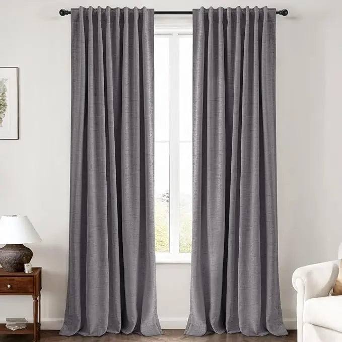 2pcs Blackout Curtains for Living Room Bedroom Linen Blackout Curtains