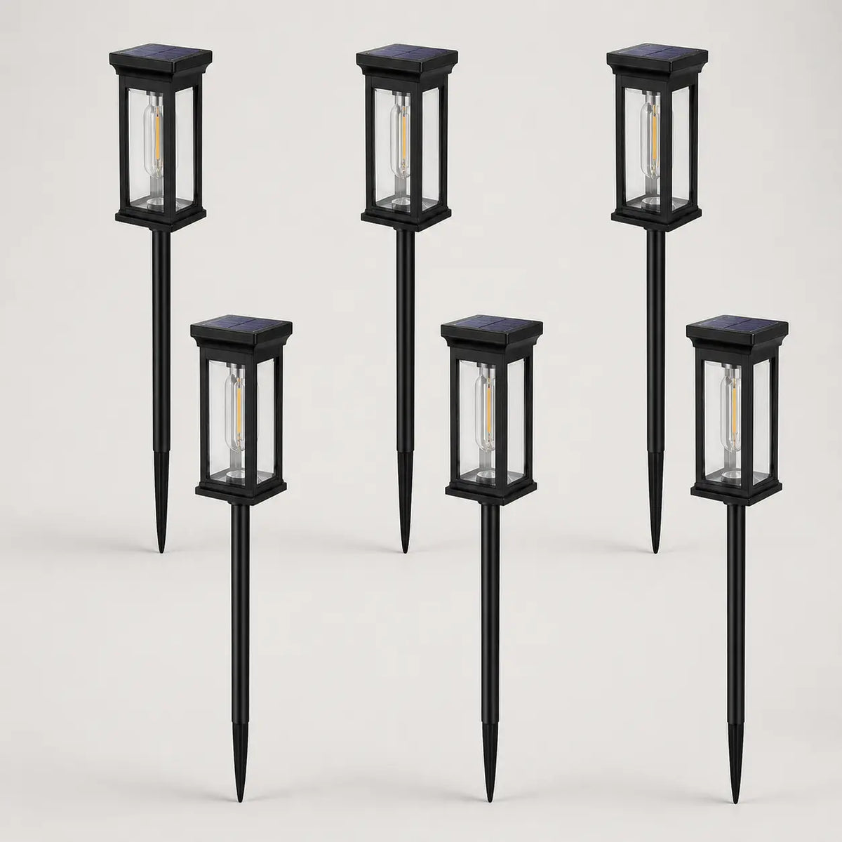 6 Pack Solar Pathway Lights Outdoor, Warm White Waterproof Garden Stake Lights