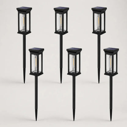 6 Pack Solar Pathway Lights Outdoor, Warm White Waterproof Garden Stake Lights
