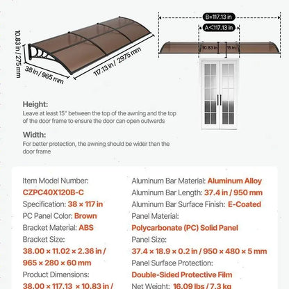 Awnings for Door Entrance,Exterior Front DoorWindow Awnings with Drainage