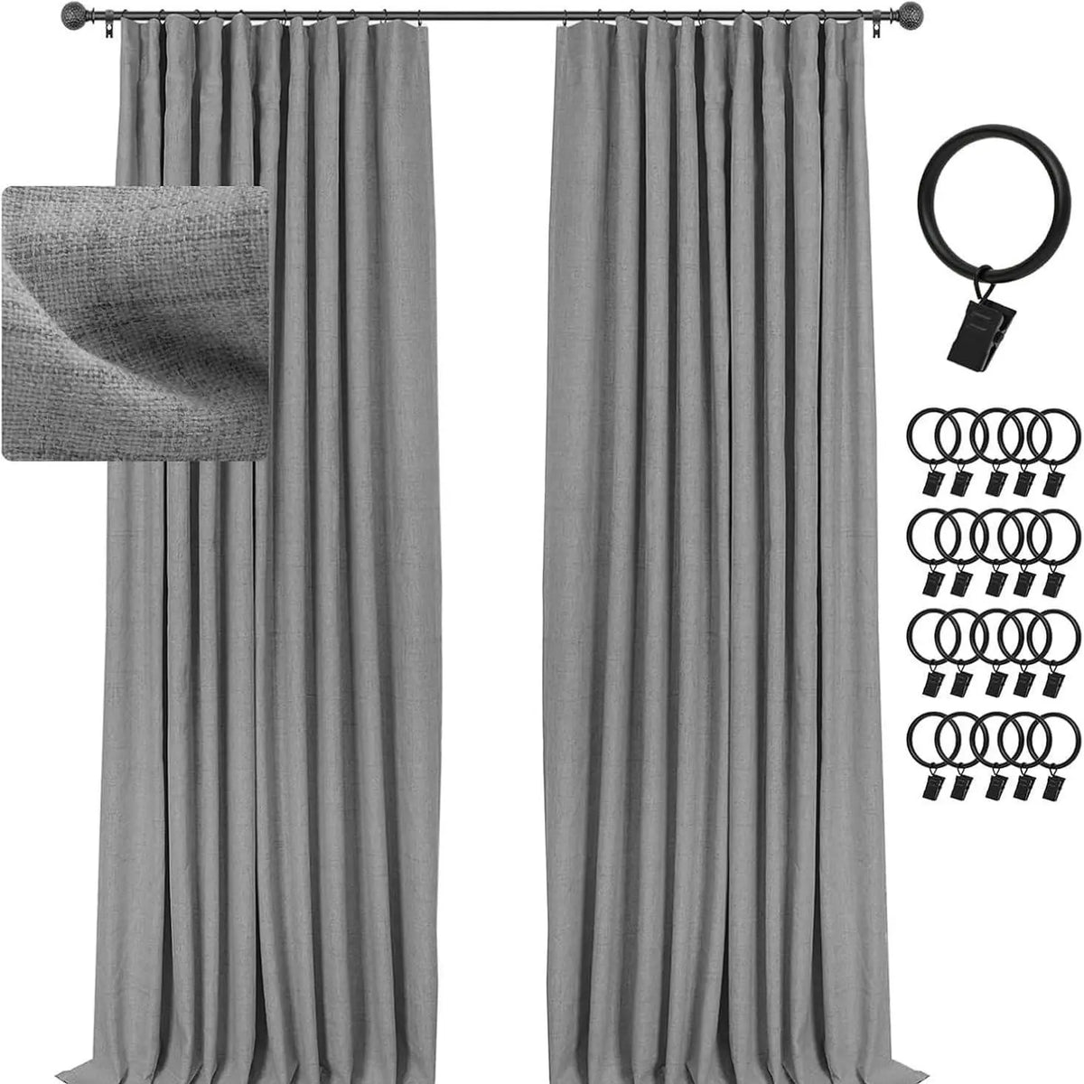 2pcs Blackout Curtains for Living Room Bedroom Linen Blackout Curtains