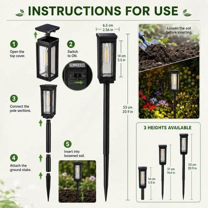 6 Pack Solar Pathway Lights Outdoor, Warm White Waterproof Garden Stake Lights