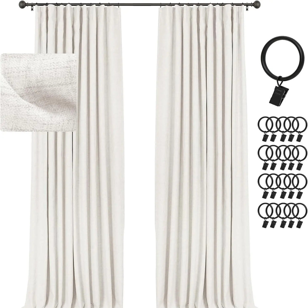 2pcs Blackout Curtains for Living Room Bedroom Linen Blackout Curtains