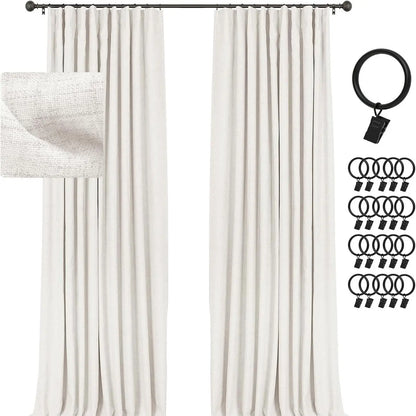 2pcs Blackout Curtains for Living Room Bedroom Linen Blackout Curtains