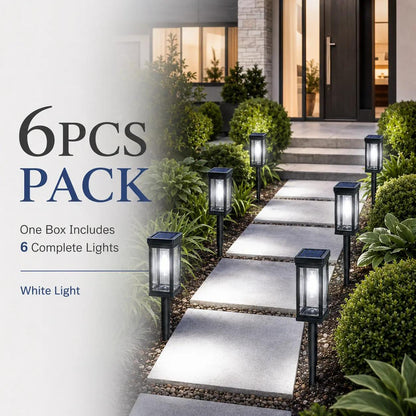 6 Pack Solar Pathway Lights Outdoor, Warm White Waterproof Garden Stake Lights