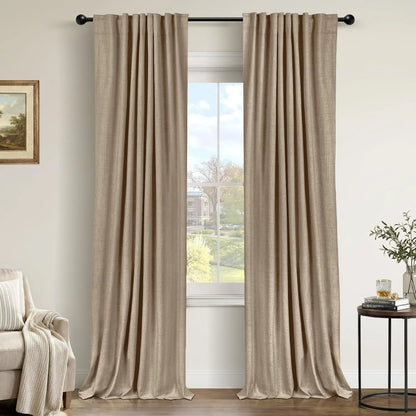 2pcs Blackout Curtains for Living Room Bedroom Linen Blackout Curtains