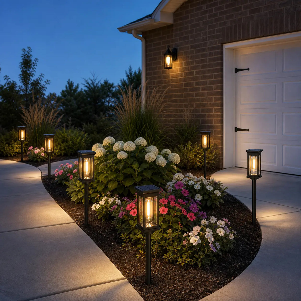 6 Pack Solar Pathway Lights Outdoor, Warm White Waterproof Garden Stake Lights