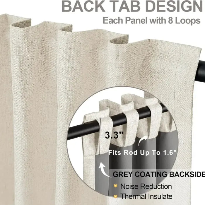 2pcs Blackout Curtains for Living Room Bedroom Linen Blackout Curtains