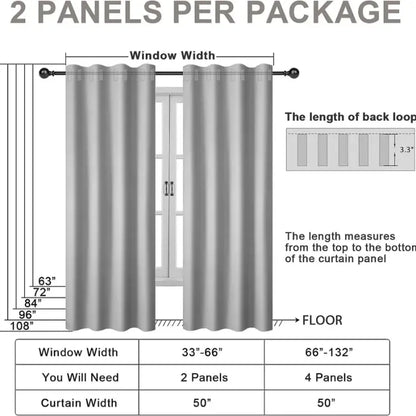 2pcs Blackout Curtains for Living Room Bedroom Linen Blackout Curtains