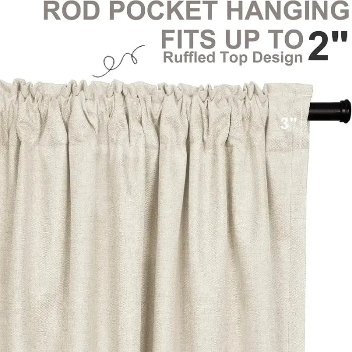 2pcs Blackout Curtains for Living Room Bedroom Linen Blackout Curtains