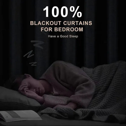 2pcs Blackout Curtains for Living Room Bedroom Linen Blackout Curtains